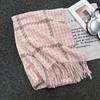 New Thickened Plaid Scarf White Soft Tassel Shawl Imitation Cashmere Scarf in Autumn and Winter
