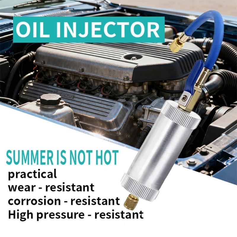 Solid Metal High Pressure AC Refrigerants Oil Injector Oil Injection Tool With 2oz Tank For Quick Refrigerants Servicing
