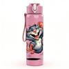 1PC Mouse Big Ears Cartoon Print 750ml Color Plastic Sports Water Bottle Leakproof Flip Straw Lid Suitable for Sports Office Home Use