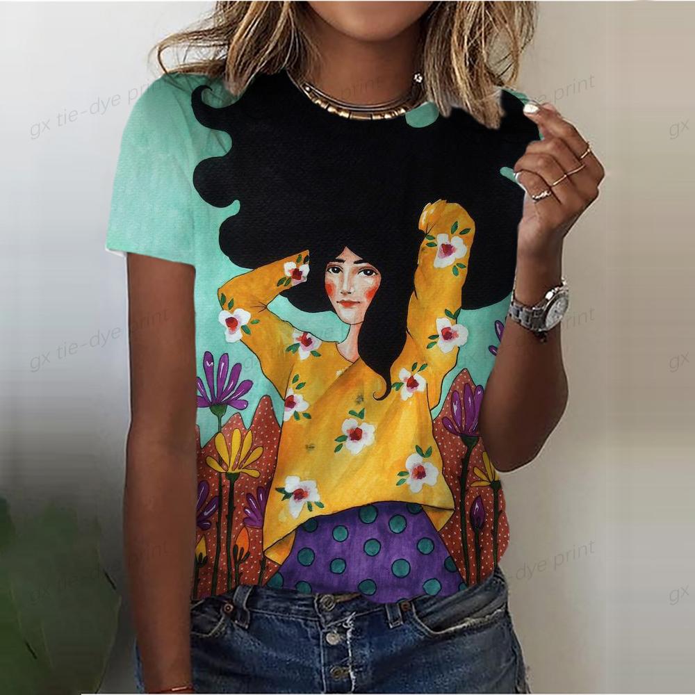 Tricou pentru femei Gâtul O Cu mânecă scurtă Topuri Îmbrăcăminte grafică pentru față Harajuku Îmbrăcăminte de stradă pentru fete Îmbrăcăminte de vară Tricouri pentru femei