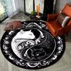 Yin Yang Cat Round Rug Soft Non-Slip Mystical Gothic Celestial Design Carpet Boho Witchy Home Decor Mat for Bedroom Living Room