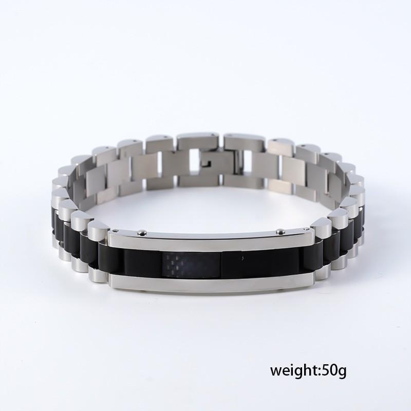 Mens Titanium Steel Geometric Bracelet With Zircon Inlay Custom OEM Dropshipping