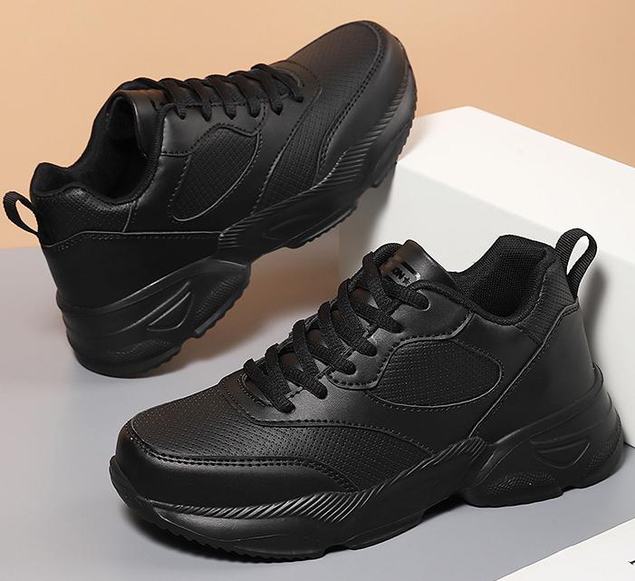 

Осенне-зимние кроссовки Женская обувь Черные кожаные кроссовки для женщин Повседневная обувь Водонепроницаемая женская спортивная обувь Женские кроссовки 35 чёрный