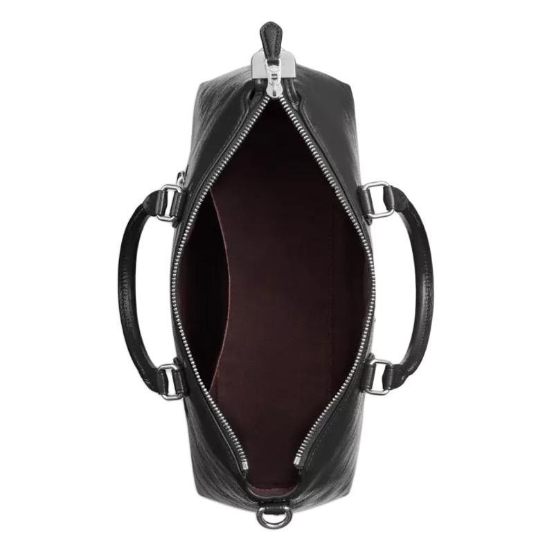 Coach Georgia 35 Gold Logo Zip Closure Patent Leather Shoulder Crossbody Tote Large Women's Black