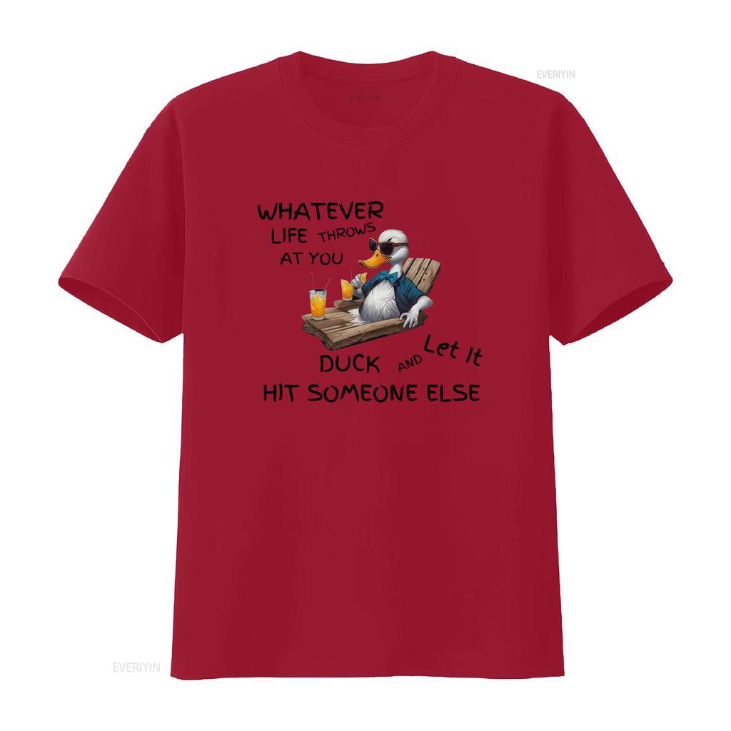 Motivational Funny Duck T Shirt Whatever Life Throws At You Let It And Hit Someone Else Inspirational Apparel For Kids vintage
