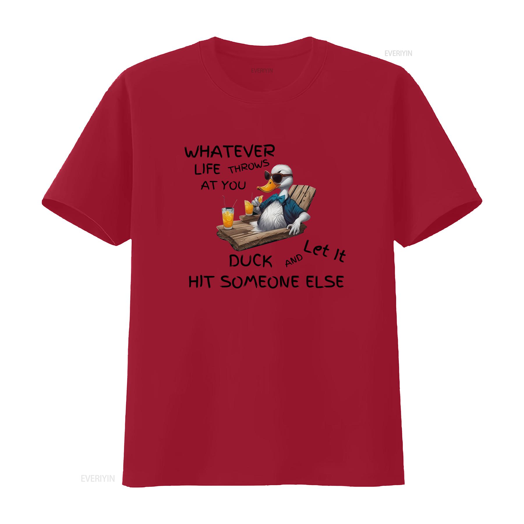 Motivational Funny Duck T Shirt Whatever Life Throws At You Let It And Hit Someone Else Inspirational Apparel For Kids vintage S
