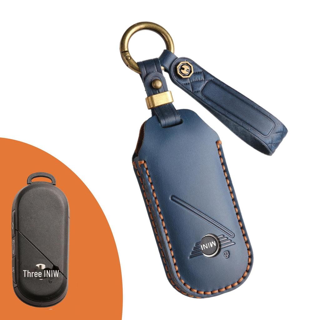 BMW Mini Genuine Leather Key Cover 2024 - Retro Cowhide Protective Sleeve