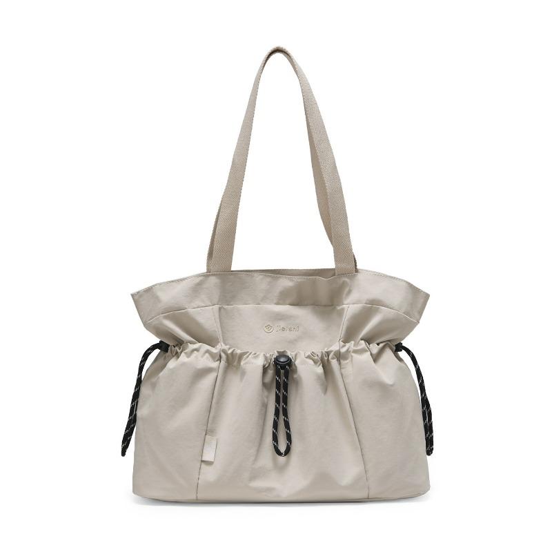 Повседневная большая вместительная сумка на шнурке, противокражная, на плечо, городская минималистичная сумка-тоут кремовый