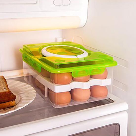 Storage Box Double Layers 24 Grids Eggs Holder Large Capacity Airtight Organizer for Home