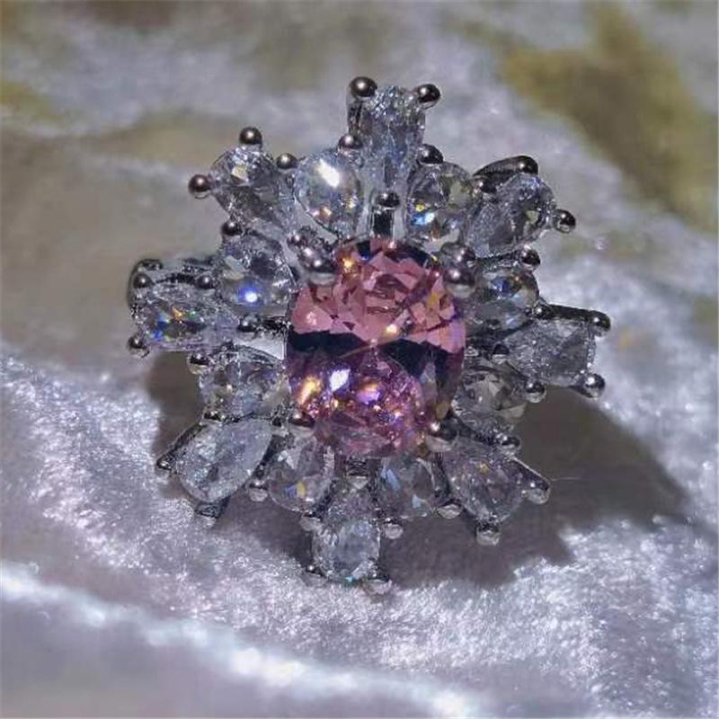 Super Sparkle Pink Diamond Gem Women s Adjustable Ring - Minimalist, Cool, Versatile, and Fashionable Niche Design Open Adjustable