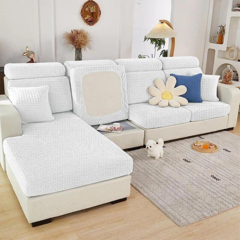 Huse elastice pentru canapea, culoare solidă, jacquard, pernă de canapea, huse pentru scaun, huse detașabile pentru canapea în formă de L, sufragerie, animale de companie, acasă pentru copii