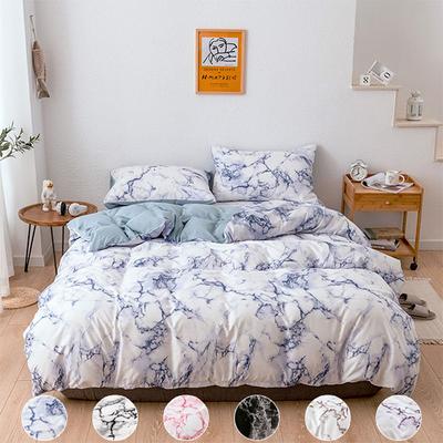 Bedding Marble Pattern Plain Print Quilt Cover Sheet Three or Four Piece Set