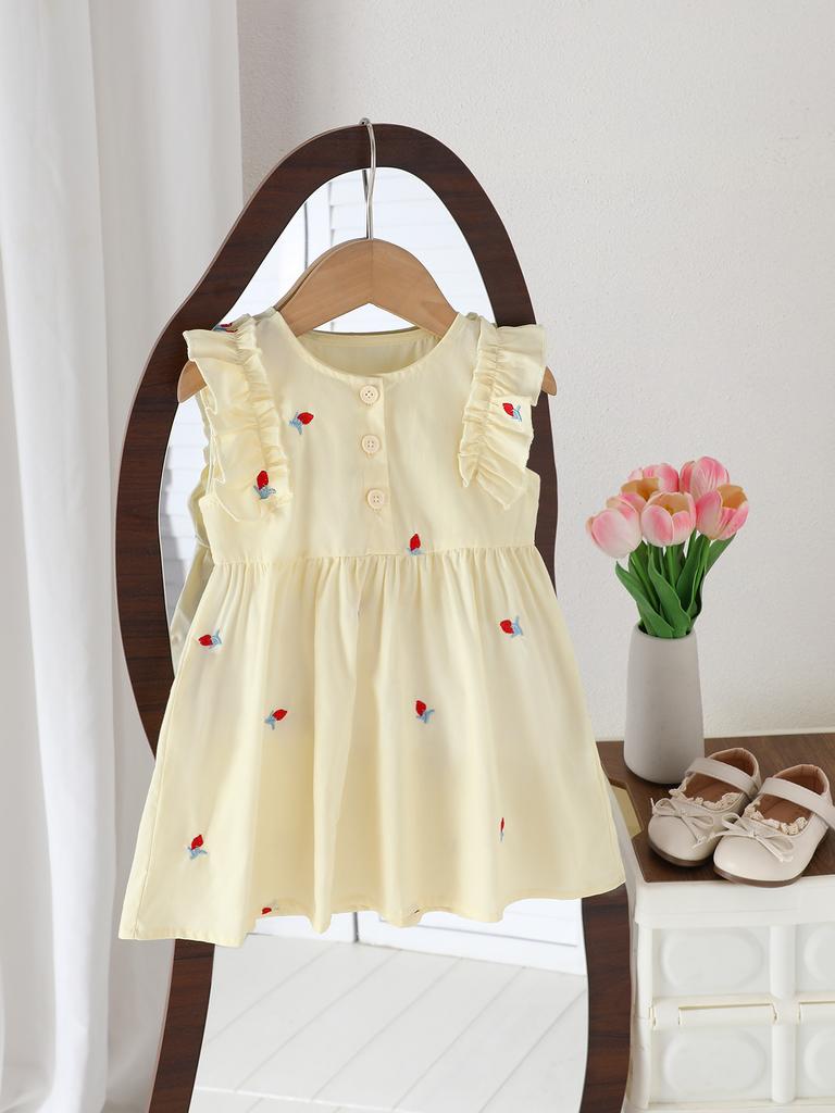 Summer Girls Cotton Embroidered Sleeveless Princess Dress Thin Stylish Baby Party Dress For Toddler Kids Clothing