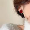 Ankola red flower bead stud earrings women's light luxury high-end temperament unique earrings new popular earrings