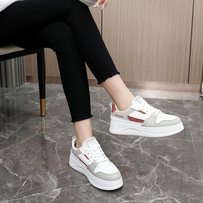 [Customized] G2-1 new 2025 spring and summer breathable little white shoes board shoes women's color matching trend thick sole increase flow