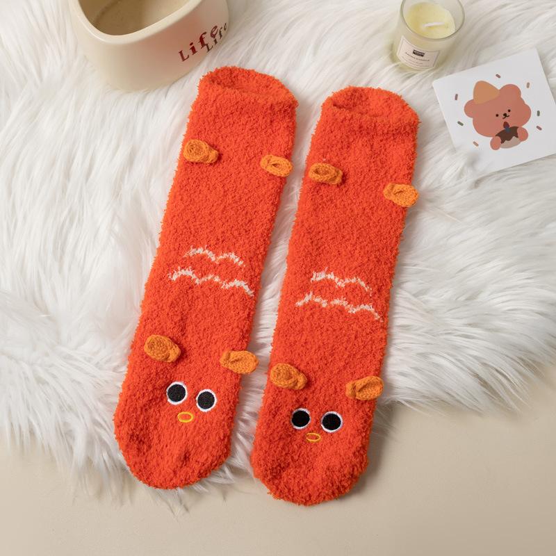 

5/10 пар Удобные Повседневные Утолщенные Осенне-Зимние Носки из Кораллового Вельвета для Женщин Милые Мультяшные Напольные Носки Прямые Носки для Дома Теплые 5 Pairs