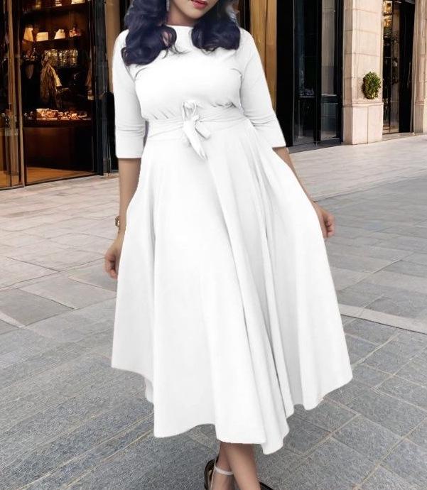 

Весенняя мода 2025 года: Африканское платье-свинг большого размера со шнуровкой на талии M белый