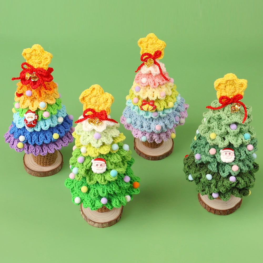 2025 Crochet Christmas Tree Creative Woven Christmas Tree Knitted Plant for Christma Gift