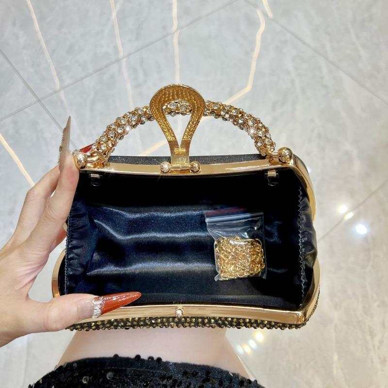Sac bandoulière à chaîne Pochette de luxe Sac à main haut de gamme Mondain Pochette de soirée scintillante en strass