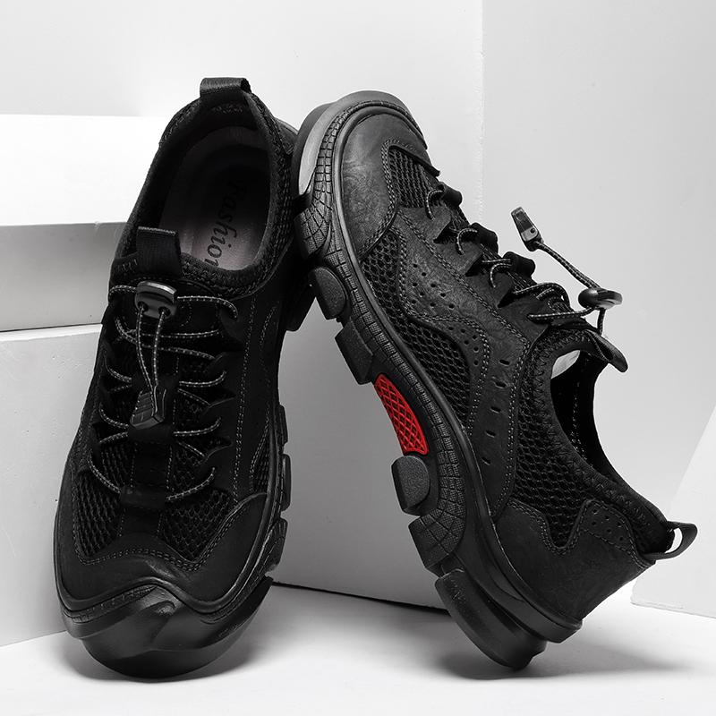 Fashion Hot Sale Summer Men's Sandals Outdoor Non-slip Man Beach Sandals Handmade Genuine Leather Male Mesh Shoes Breathable Sneakers