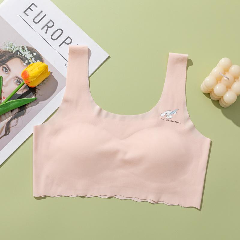 Youth Ice Silk Underwear Set: Strapless Bra & Panties for Girls 8-16