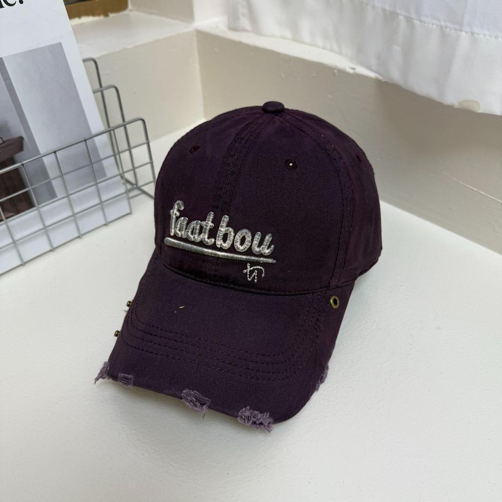 3D Letter Soft Top Duckbill Cap for Women and Men, Spring/Summer Korean Style Versatile Washed Distressed Street Fashion Sun Protection Baseball Cap