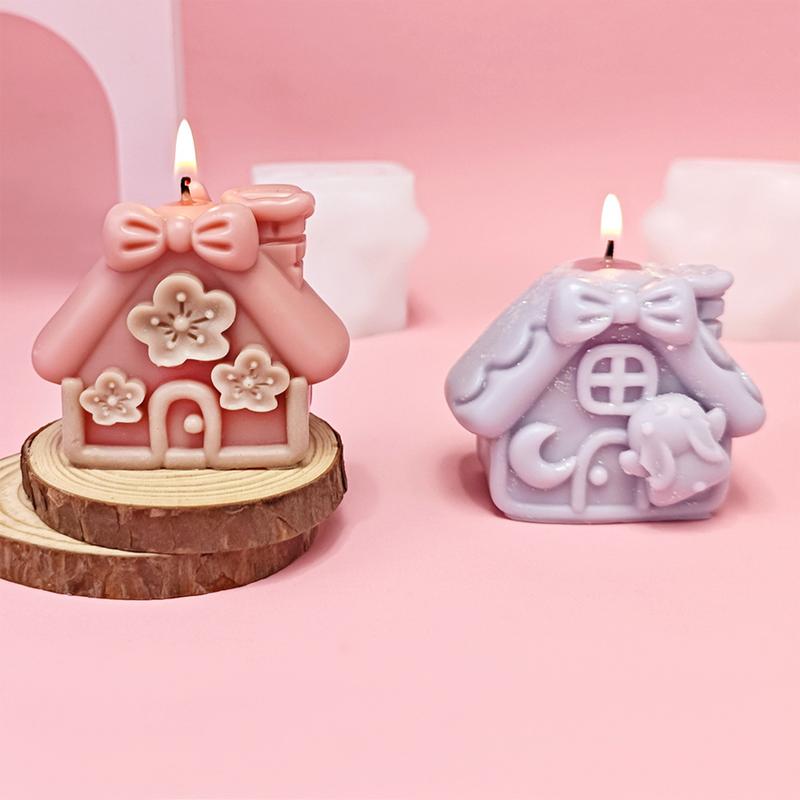 House Molds For Candles 3D Houses Plaster Casting Mold Non-Stick Silicone Fondant Mold For Candles Statues Cakes Plaster