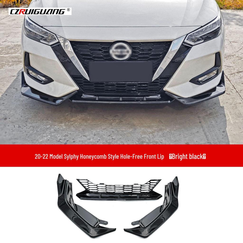 Nissan Sylphy 2014 & 2020 Modification Kit: Front Splitter, No-Drill Honeycomb Front Lip, Bumper, Rear Wing, and Small Body Kit.