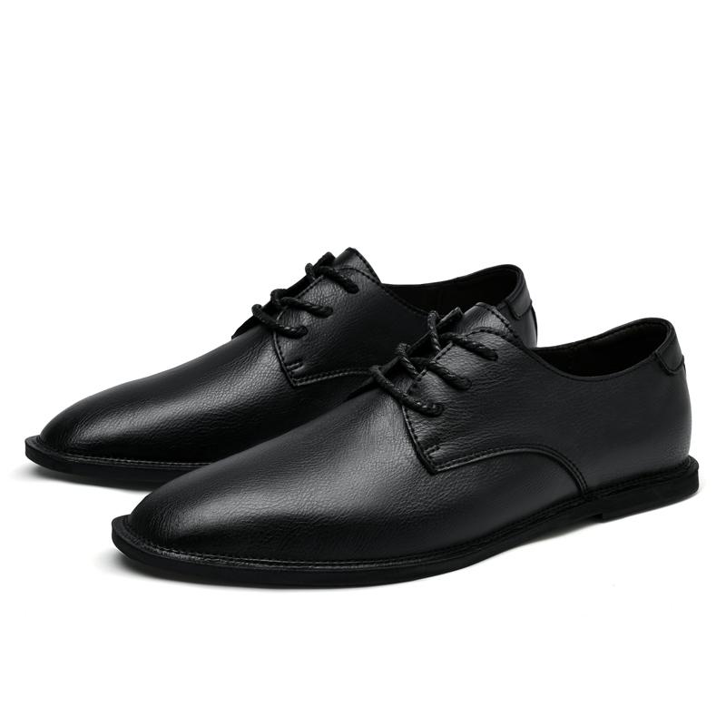 Men's Shoes Genuine Leather Comfortable Soft Sole Low Cut Loafers British Style Business Calfskin Leather Formal Single Suit Bus