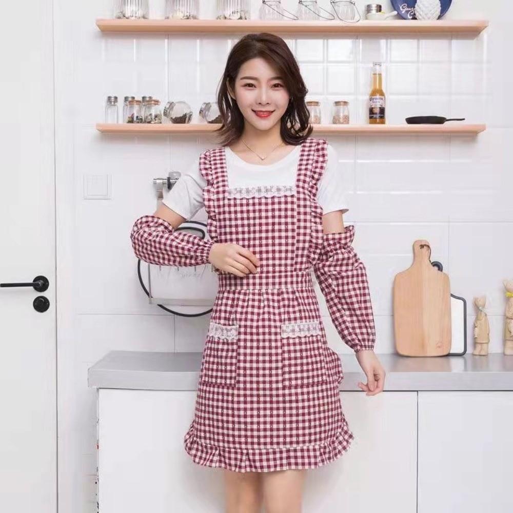 Neue Baumwoll-Küchenschürze Verschleißfeste Atmungsaktive Kochschürze Koreanischer Stil Gastronomie Arbeitskleidung für Damen Mädchen