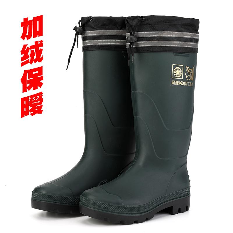 

Высокие бархатные теплые резиновые сапоги мужские хлопковые светоотражающие полосы резиновые сапоги высокие резиновые сапоги три водонепроницаемые пары 44 темно-зеленого
