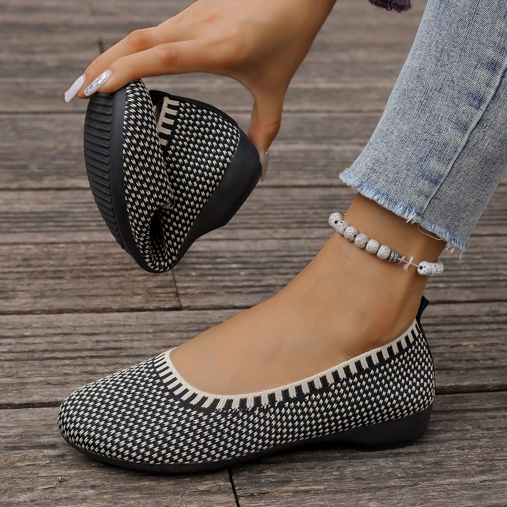 Mode Damen Ballerinas 2024 Neue Mode Große Größe Rutschfest Lässige Loafers Schuhe Damen Mesh Atmungsaktiv Weiche Sohle Flache Sohle Schuhe für Damen