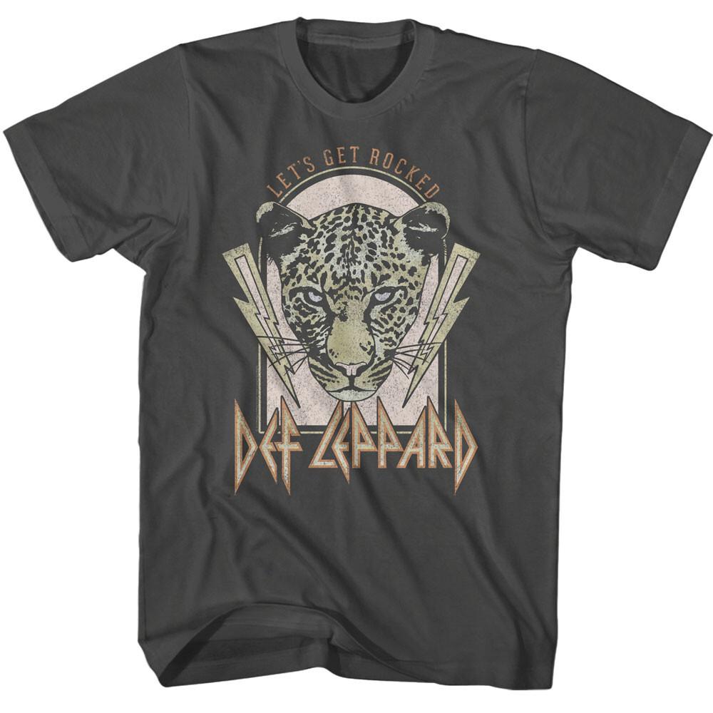 Def Leppard Let Get Rocked Leopard Lightning Bolts Men T Shirt Band Merch XXL