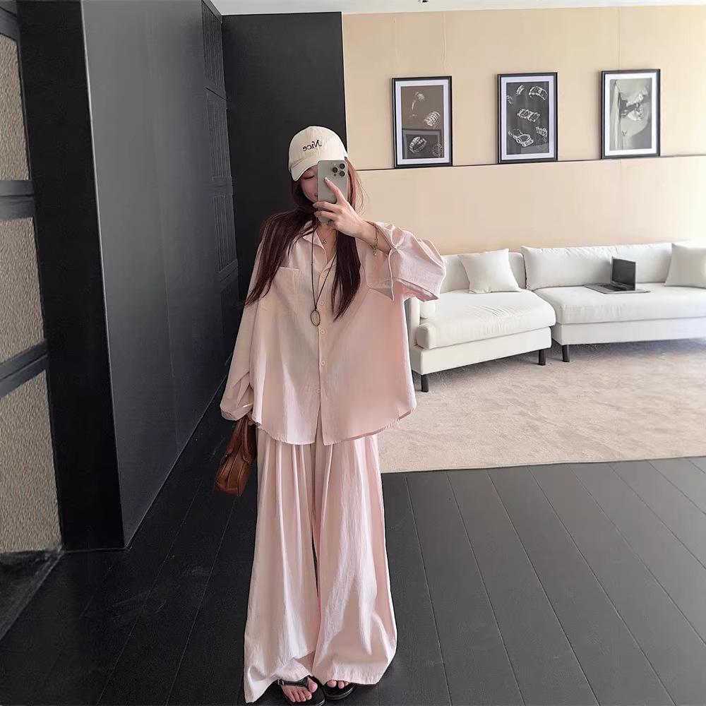 

Plus Size Women s Elegant Long Sleeve Shirt Jacket & Slimming Straight Trousers Set XXL
