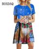 New Year and Christmas Party In 2026 - Powder Snow Theme - Women's Fashion Fun Short-Sleeved Printed Dress