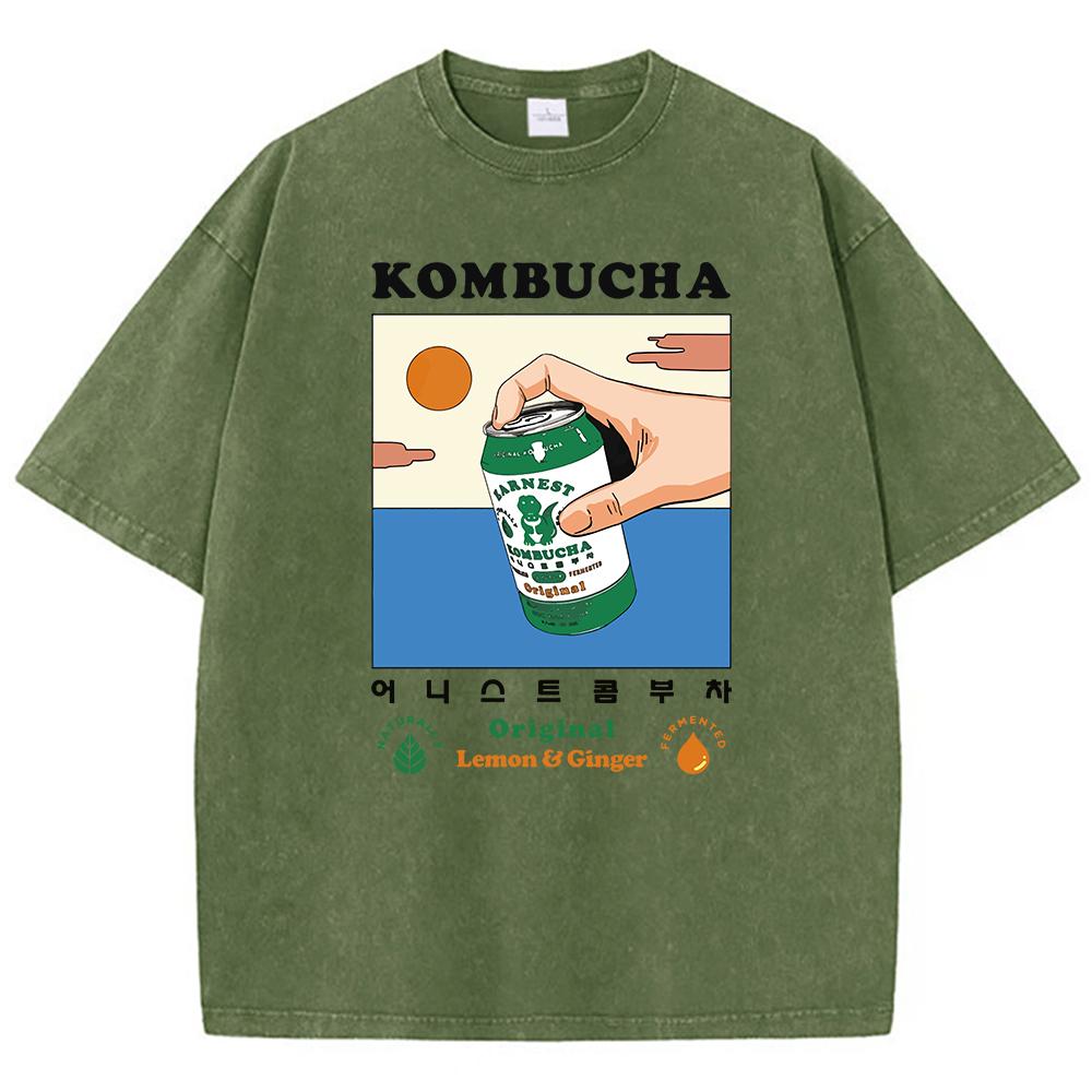 Kombucha Original Posters Printingmen'S Tees Cotton Street T Shirts Outdoor Popular Tee Clothing Holiday Funny Short Sleeved