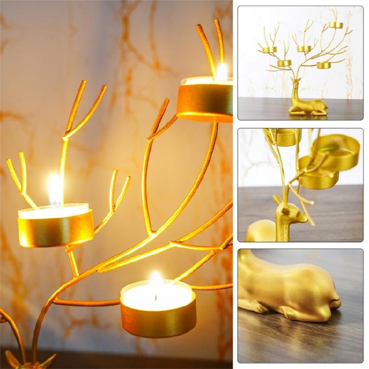 Iron Deer Candle Holder Christmas Decors Metal Wedding Candlesticks for Desk