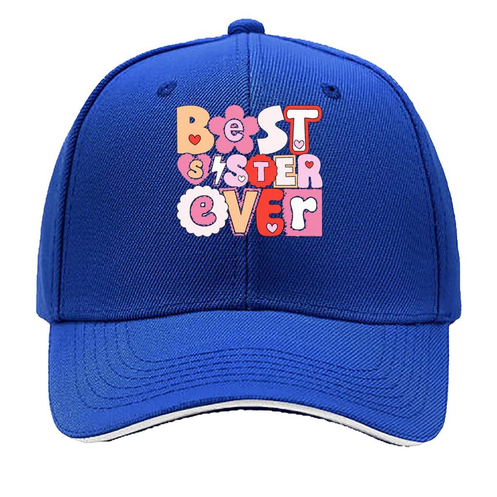 Best Sister Ever Pink Heart Lettering Design Sandwich Baseball Cap Unisex Women Sun Cap Outdoor Workouts Hat