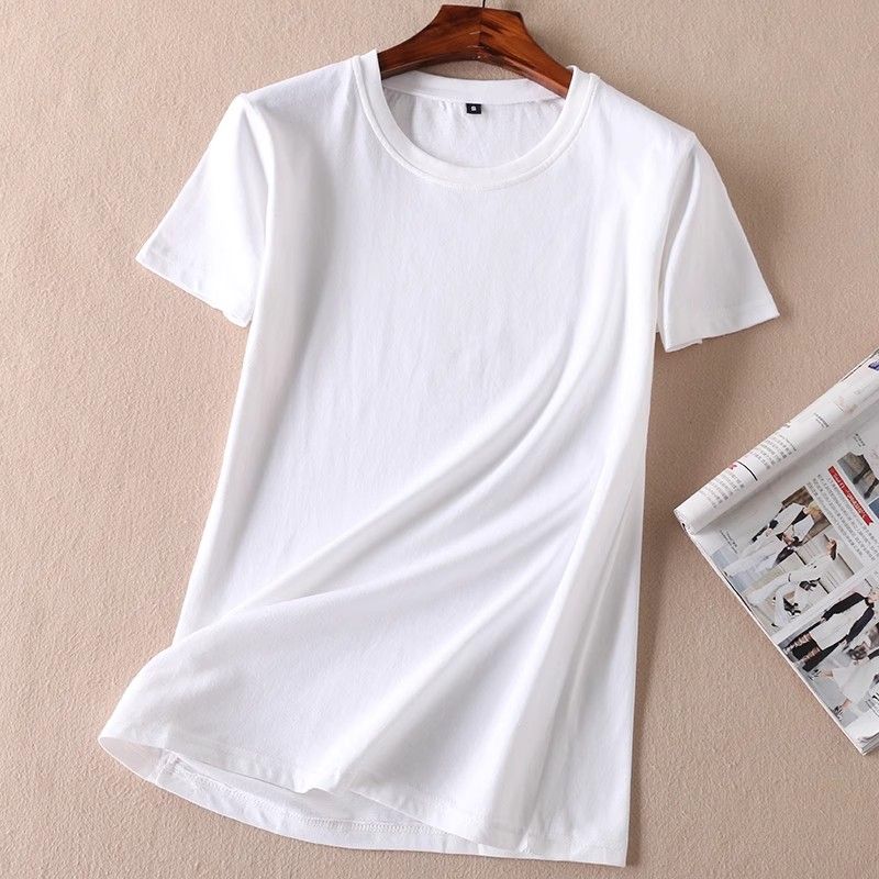 

Wardrobe Series ~ Summer Classic All-Matching COUPLE S Short sleeve Pure Cotton White T-shirt Women C39 White Free size L