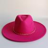 Yellow Fashion Fedora Hat With Colorful Chain 9.5Cm Wide Brim Hat For Women Winter Men'S Hat Cowboy Felt Hat  Sombreros