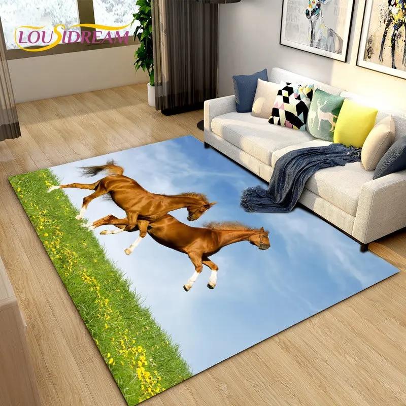 3D Animal Pentium Horse Area Rug,Carpet Rug for Living Room Children's Room Decoration,Kids Play Crawling Non-slip Floor Mat