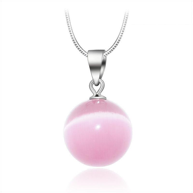 Elegant Cat s Eye Pearl Drop Pendant Necklace in Silver for Women