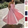 Spring 2026 European & American Women's V-Neck Elegant Pleated Dress