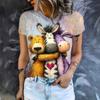 Summer Women's Casual Round Neck Short Sleeved T-shirt Creative Animals 3D Printing Fashionable Comfortable Breathable Loose Sports Versatile T-shirt