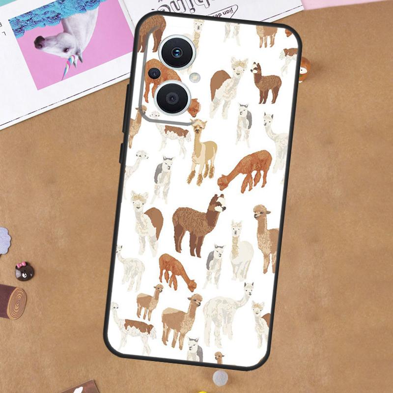 Llama Alpaca Pattern Case For OPPO Reno 12F 13F 14F 11F 8T 7 8 10 11 12 13 14 Pro OPPO Find X6 X5 X8 Pro Cover