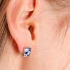 Dfarbe Silver Square Sapphire Topaz Piad Frame Stud Earrings