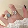 Pack of 2 Adjustable Starfish Inspired Open Rings with Artificial Gemstones for Women Daily Wear or Party Jewelry