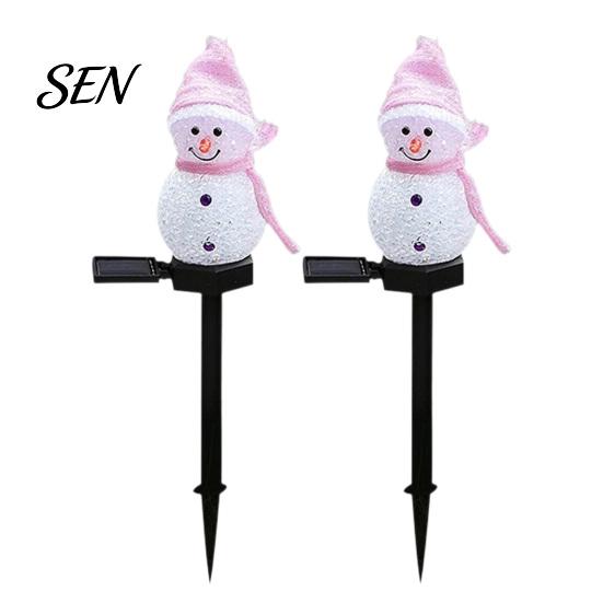 Waterproof Solar Powered Yard Ornaments 2Pcs Snowman Garden Lights, Christmas Pathway Decorative Figures for LED Lamps with Stakes Lawn Patio
