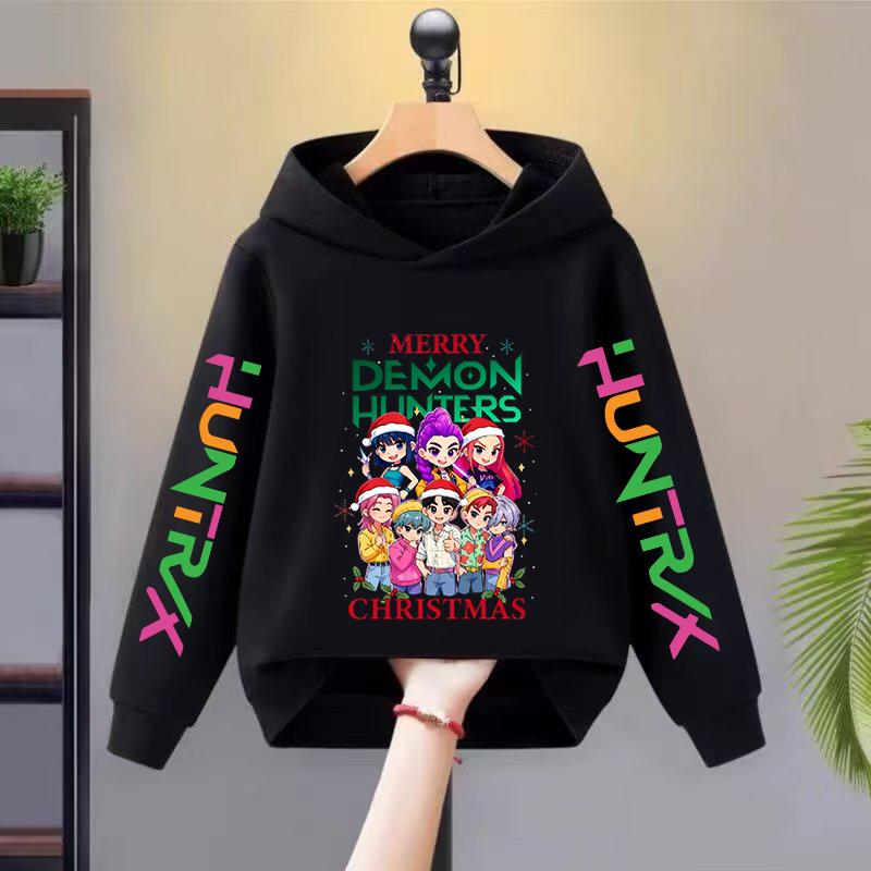 2025 Weihnachten KPop Devil Hunter Mädchen Hoodie Herbst/Winter Kinder Sportbekleidung Langarm Kinderbekleidung Top