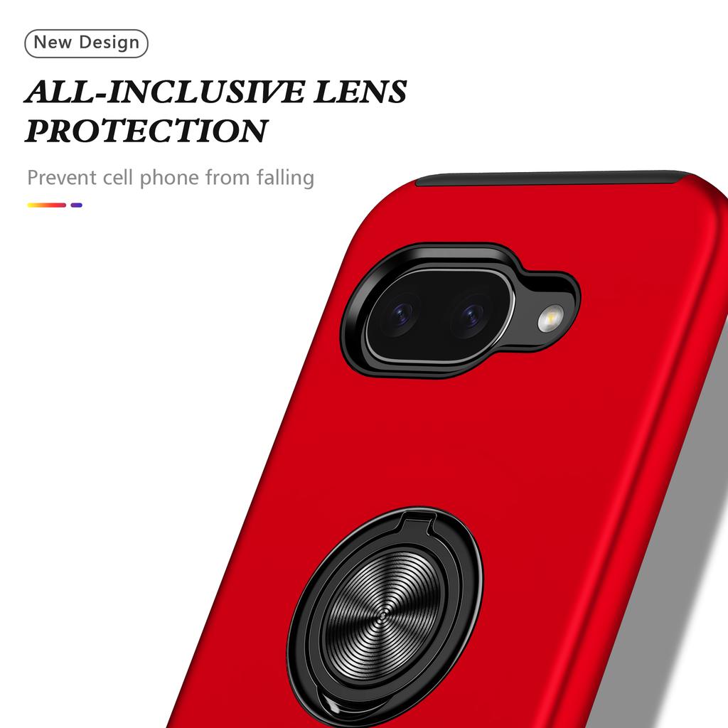 For Google Pixel 9a Case PC + TPU Phone Cover with Rotatable Ring Holder